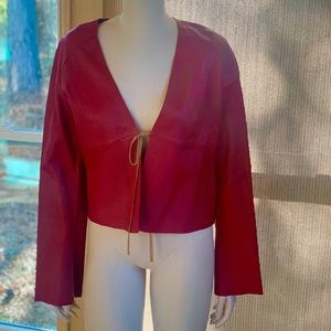 100% Leather Gap Women Red Jacket